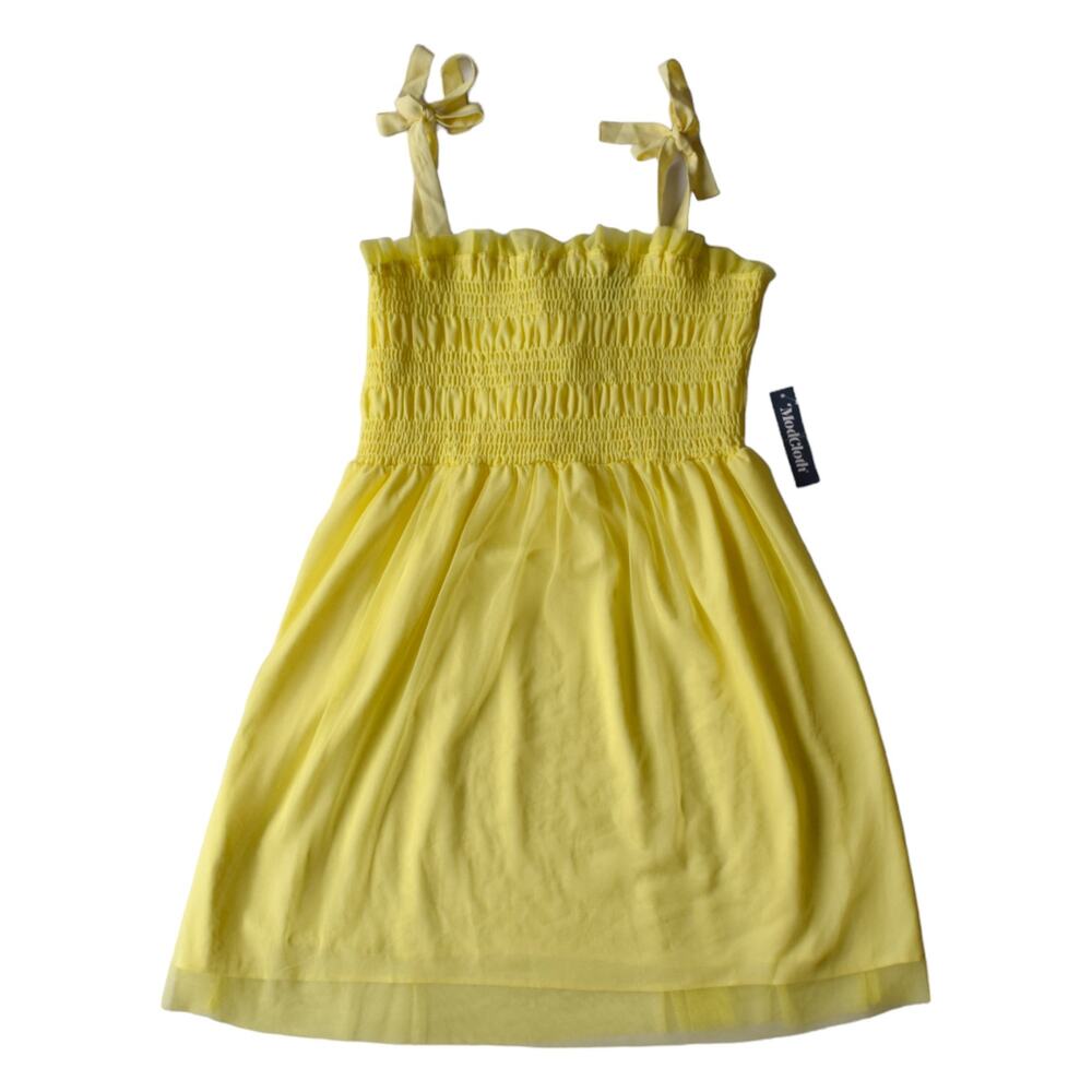 NWT ModCloth Yellow Smocked Tie-Strap Dress Size Medium
